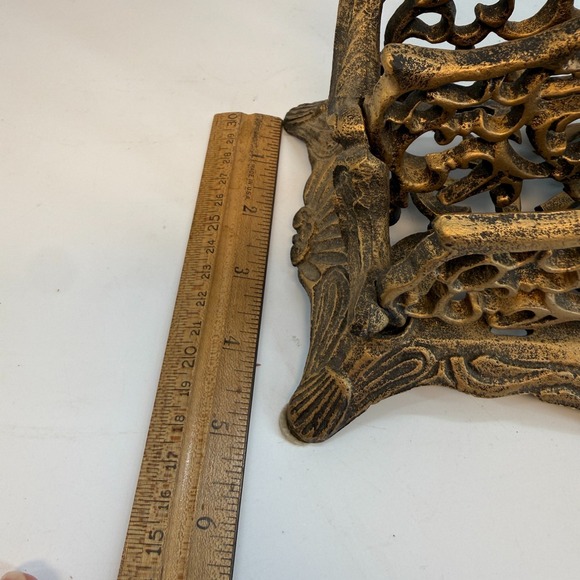 Vintage Brass Double Mail Holder Ornate Filigree Letter Desk Organizer Roccoco - Picture 16 of 16